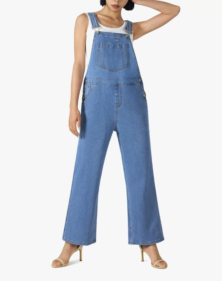 Women's Wide-Leg Denim Overalls