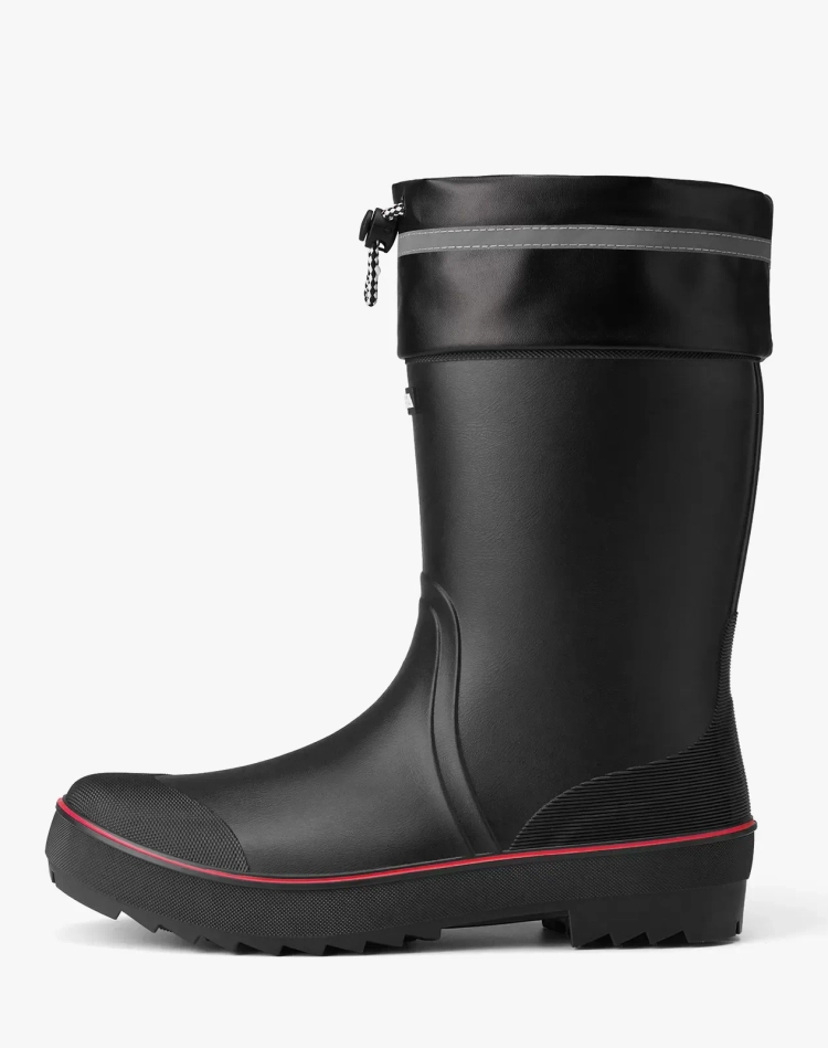 Men's Rubber Mid Calf Rain Boots with Adjustable Closure