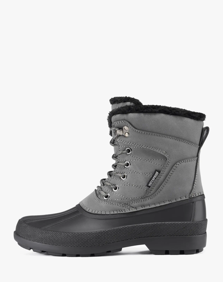 Men’s PU Duck Boots With Fur-Lined Lace-Up