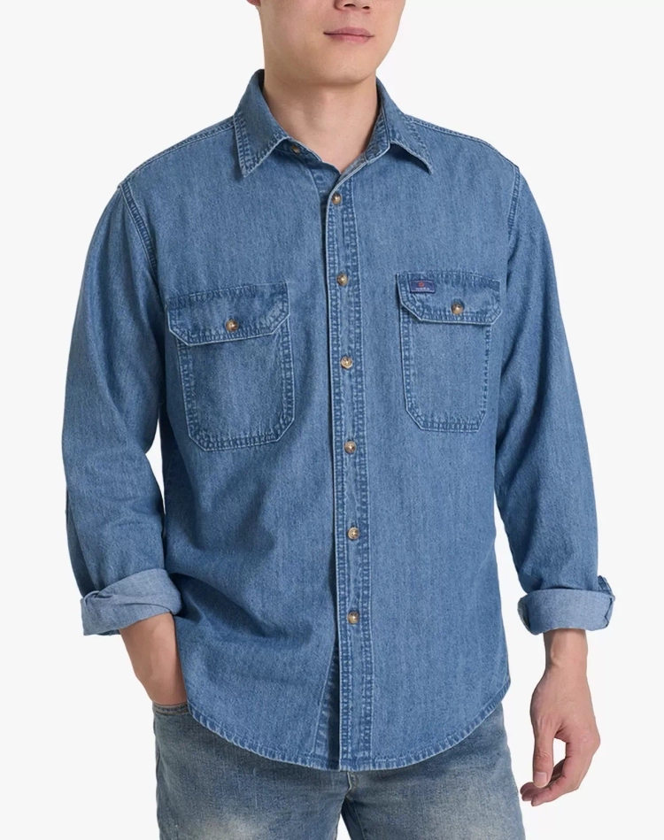 Men's Regular Fit Denim Button-Up Shirt