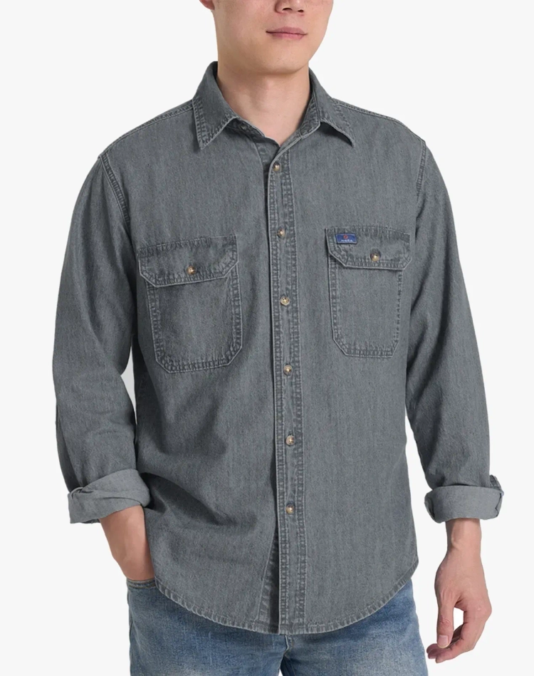 Men's Regular Fit Denim Button-Up Shirt