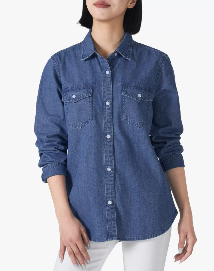Women's Lightweight Long-Sleeve Chambray Shirt