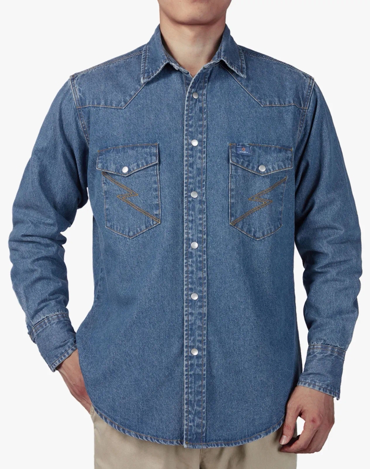 Men‘s Cotton Long Sleeve Regular Fit Work Shirt
