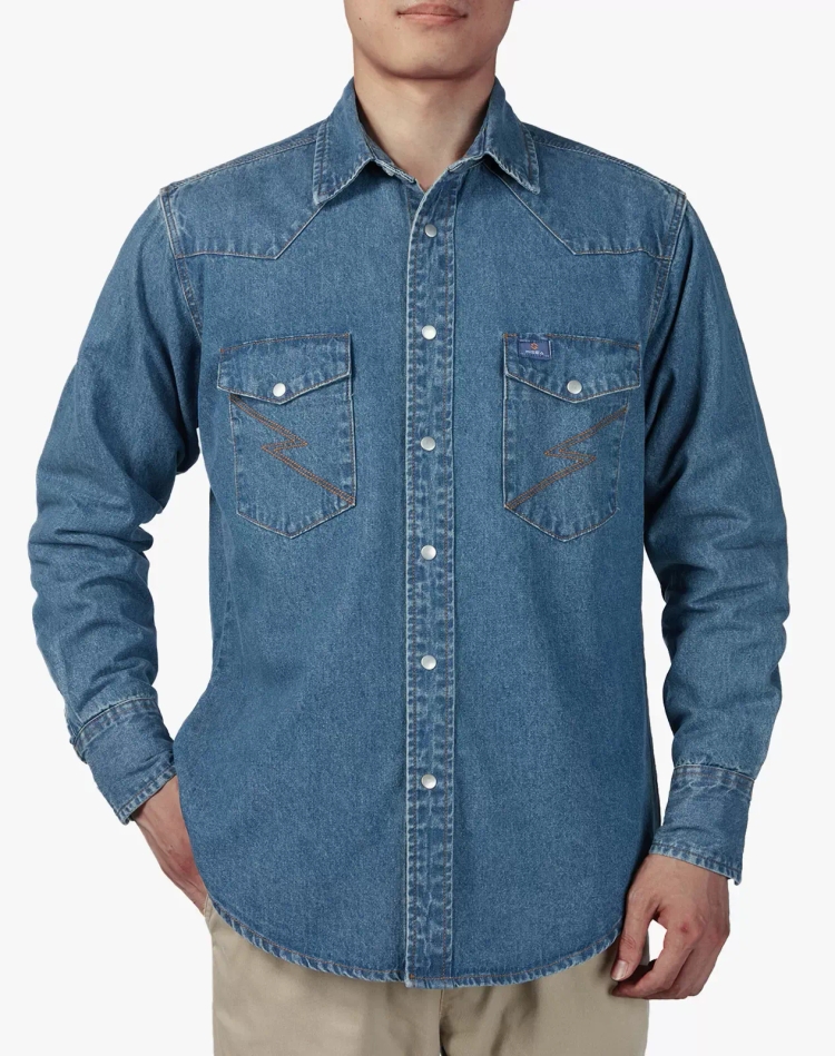 Men’s Denim Long Sleeve Regular Fit Work Shirt
