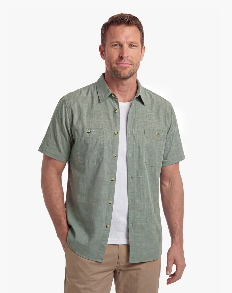 Men's Cotton Short Sleeve Regular Fit Work Shirt