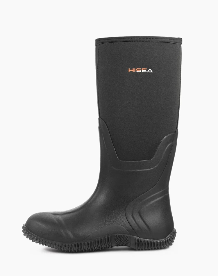 Showave Mens Boots Black Men's Mid-Calf Rain Boots Insulated