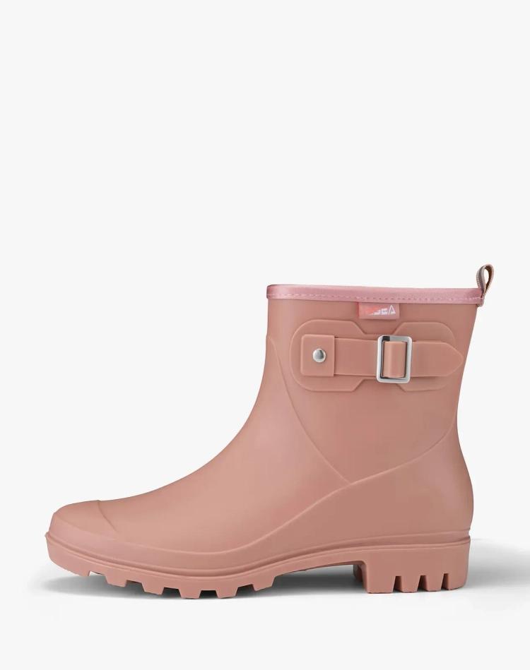 Women's Rubber Short Rain Boots with Adjustable Buckle