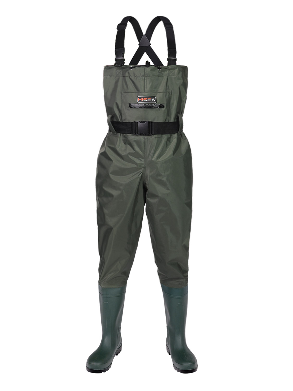 OXYVAN Hip Waders Lightweight Fishing Waders for Men Women with Boots 2-Ply PVC/Nylon Waders for Women Men with Boots Green and Brown