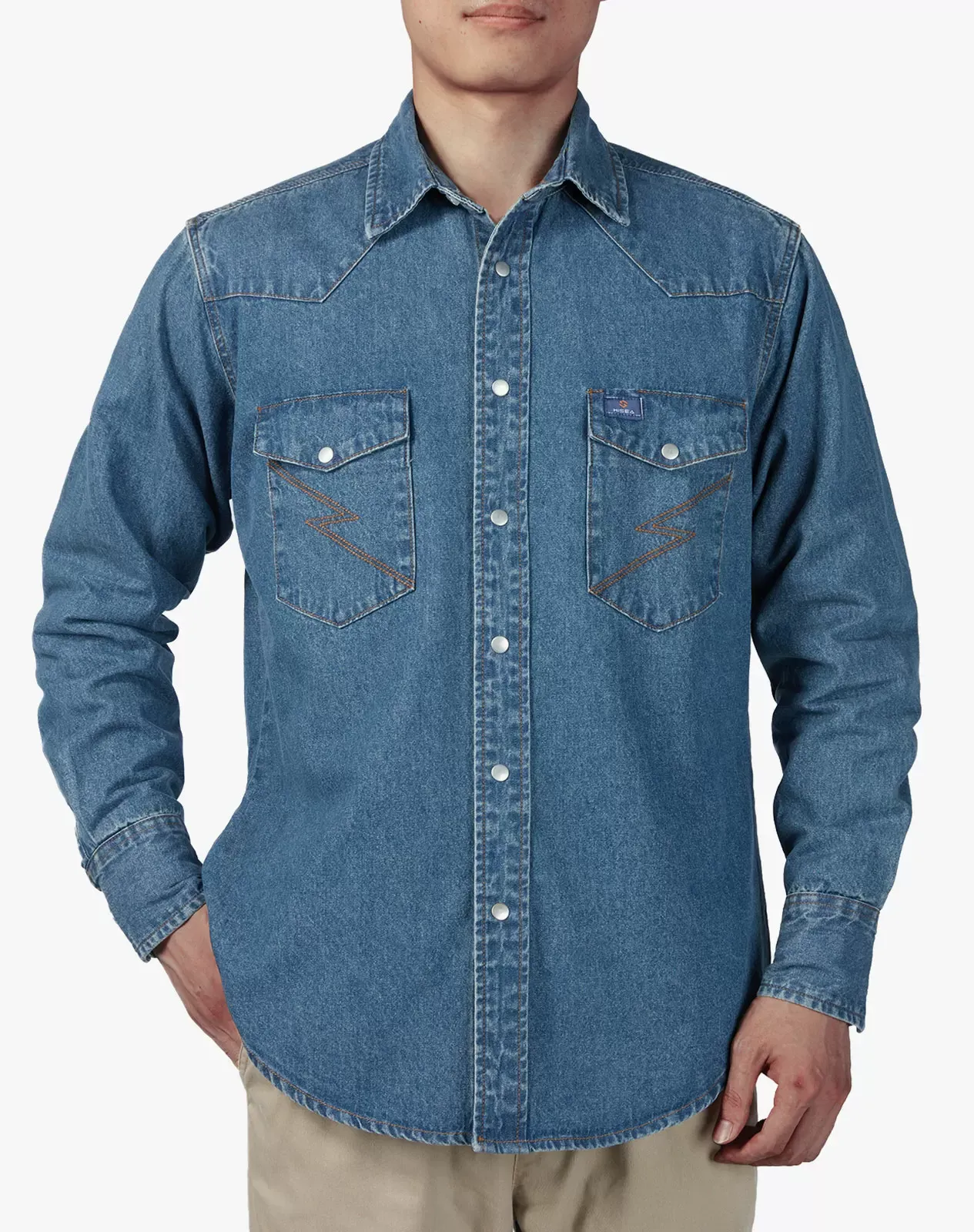 Men's Denim Long Sleeve Regular Fit Work Shirt Granver Denim