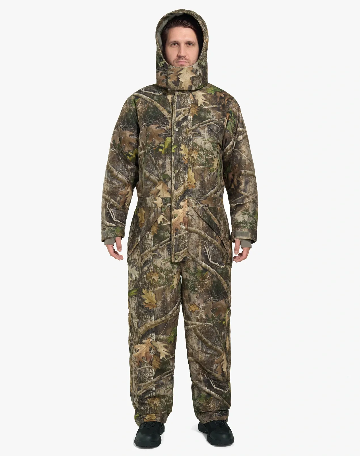 Men's Waterproof Camo Hunting Coveralls with Detachable Hood for GZ71MCP image 1