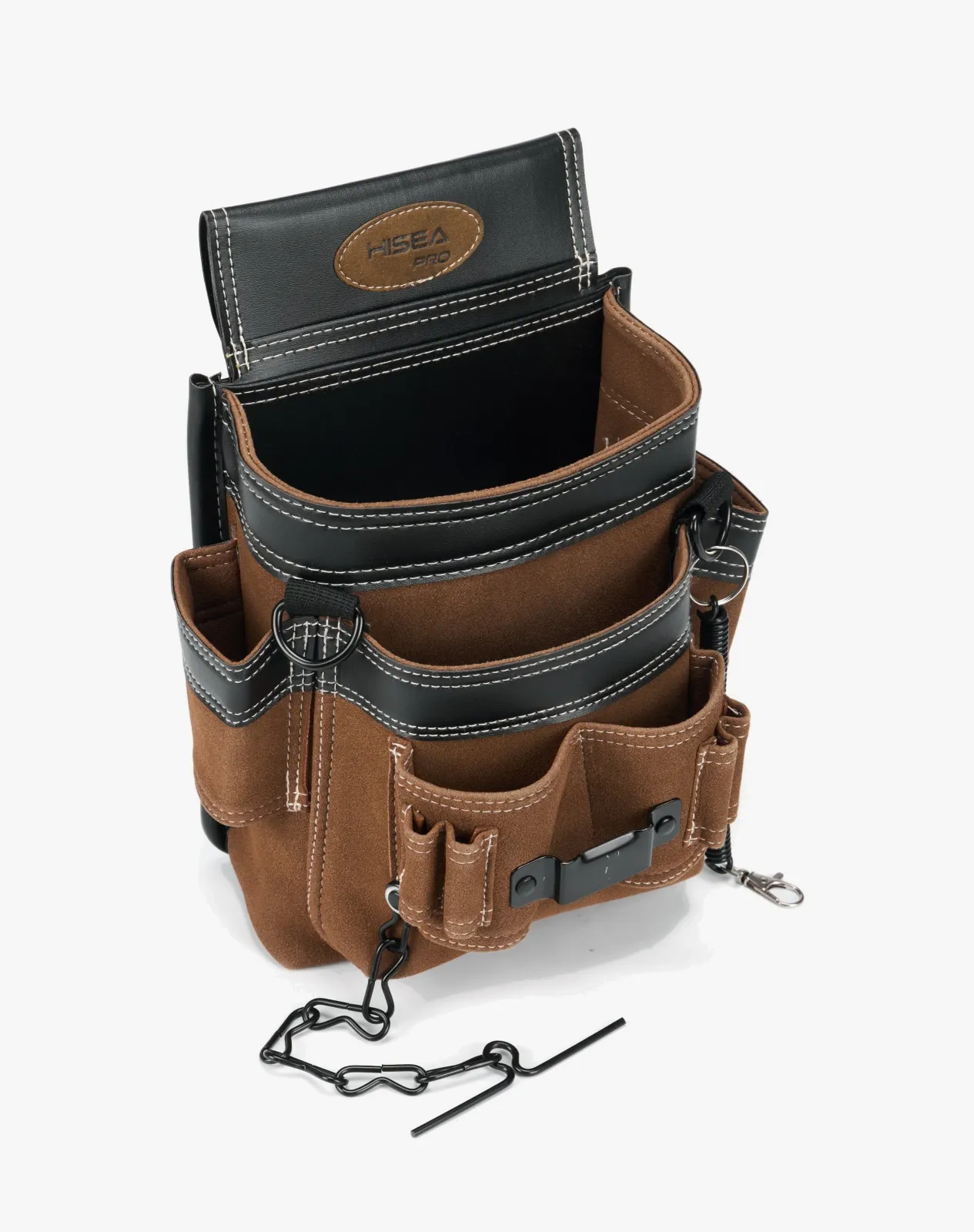 Brown 8-Pocket Leather Electrician Tool Pouch for GJB20CP image 2