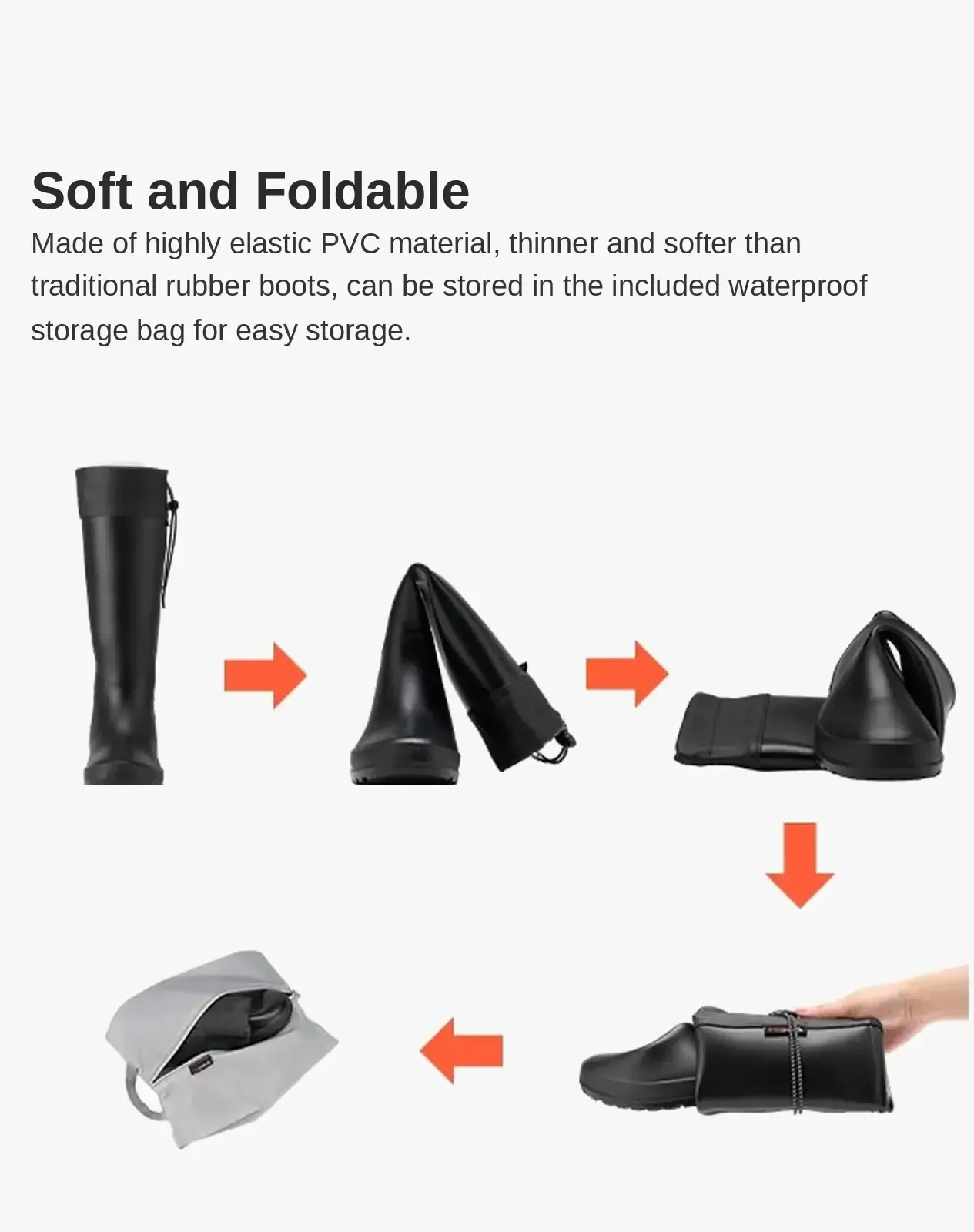 Yellow Women's Foldable PVC Rain Boots for XSX54WCP image 5