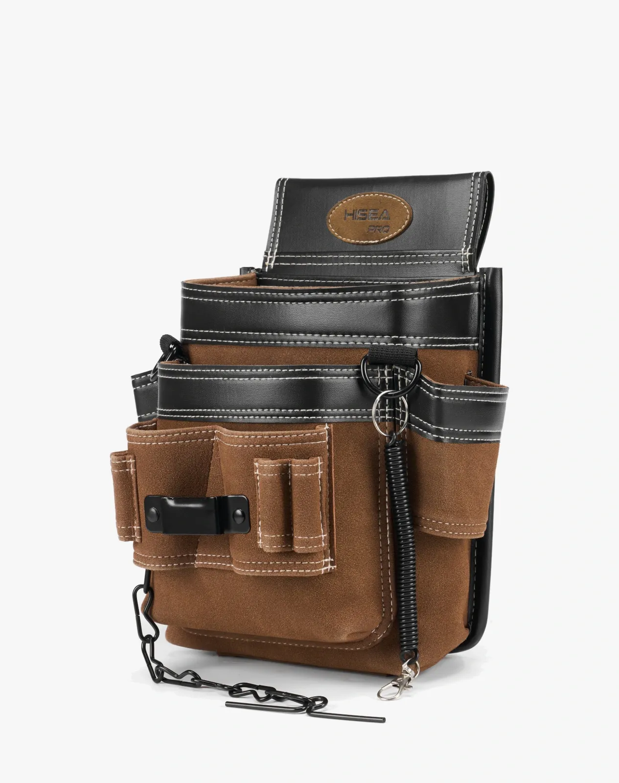 Brown 8-Pocket Leather Electrician Tool Pouch for GJB20CP image 5
