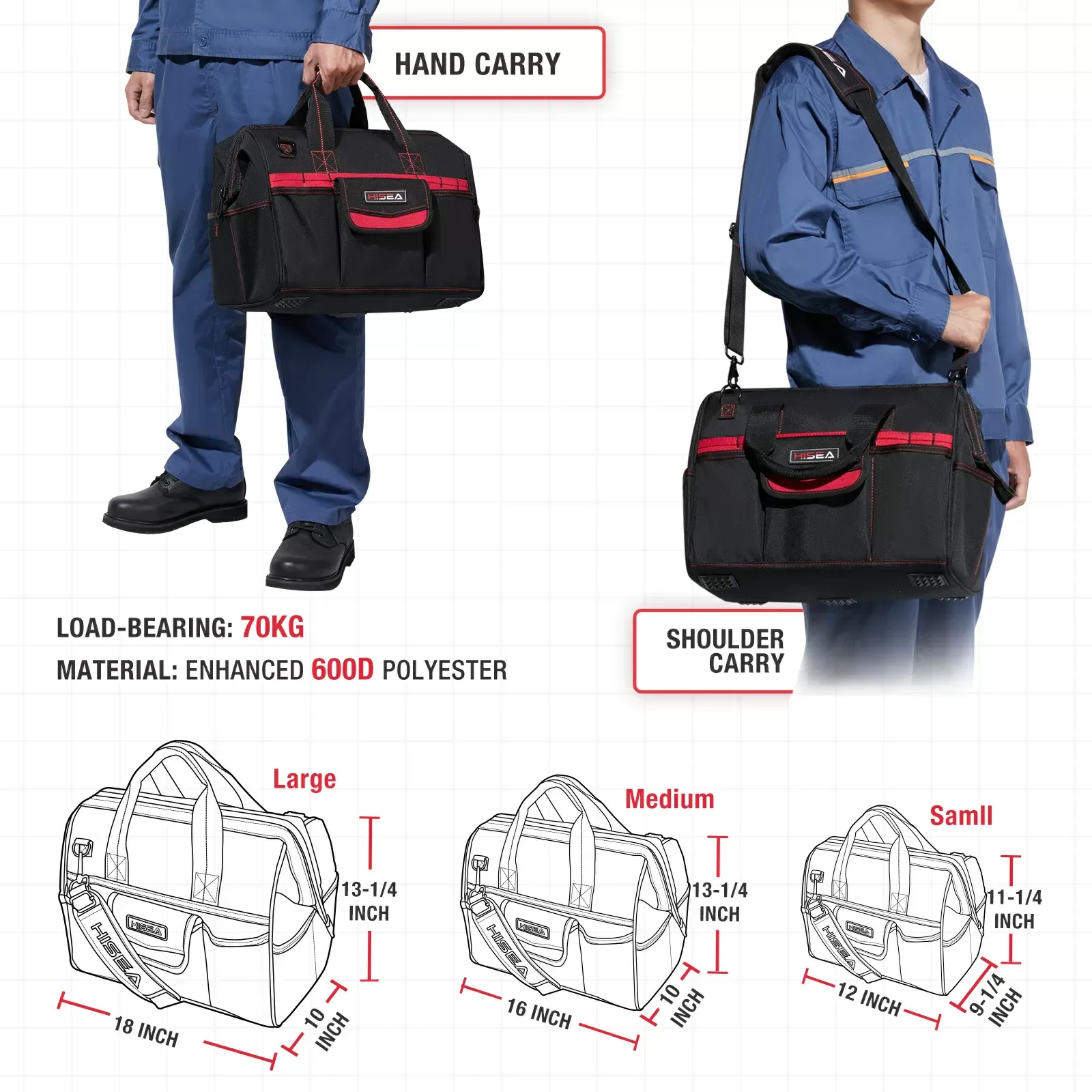 Red Wide Mouth Tool Bag for GJB01 image 4