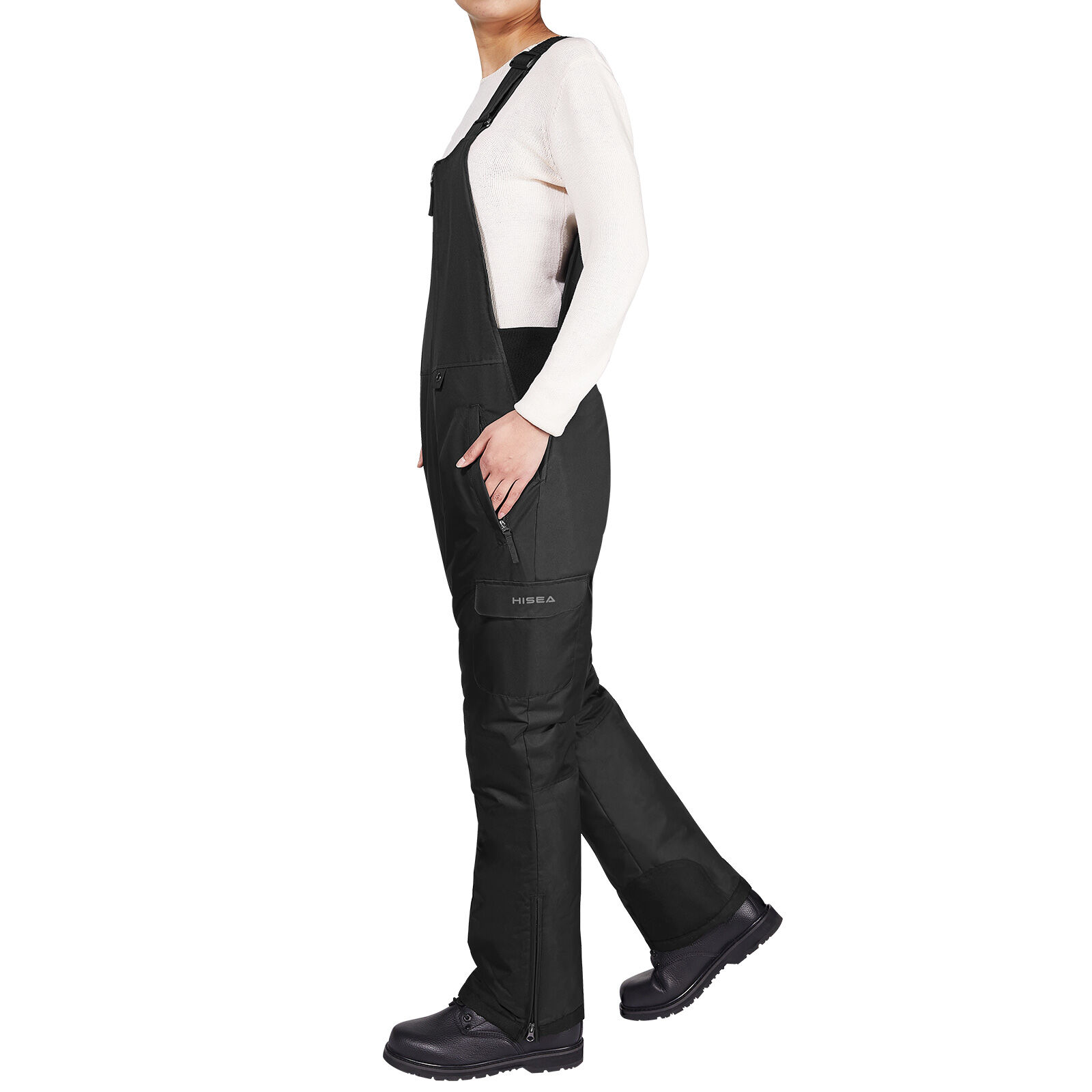 Black Women's Snow Bib Overalls for GZ02W image 2