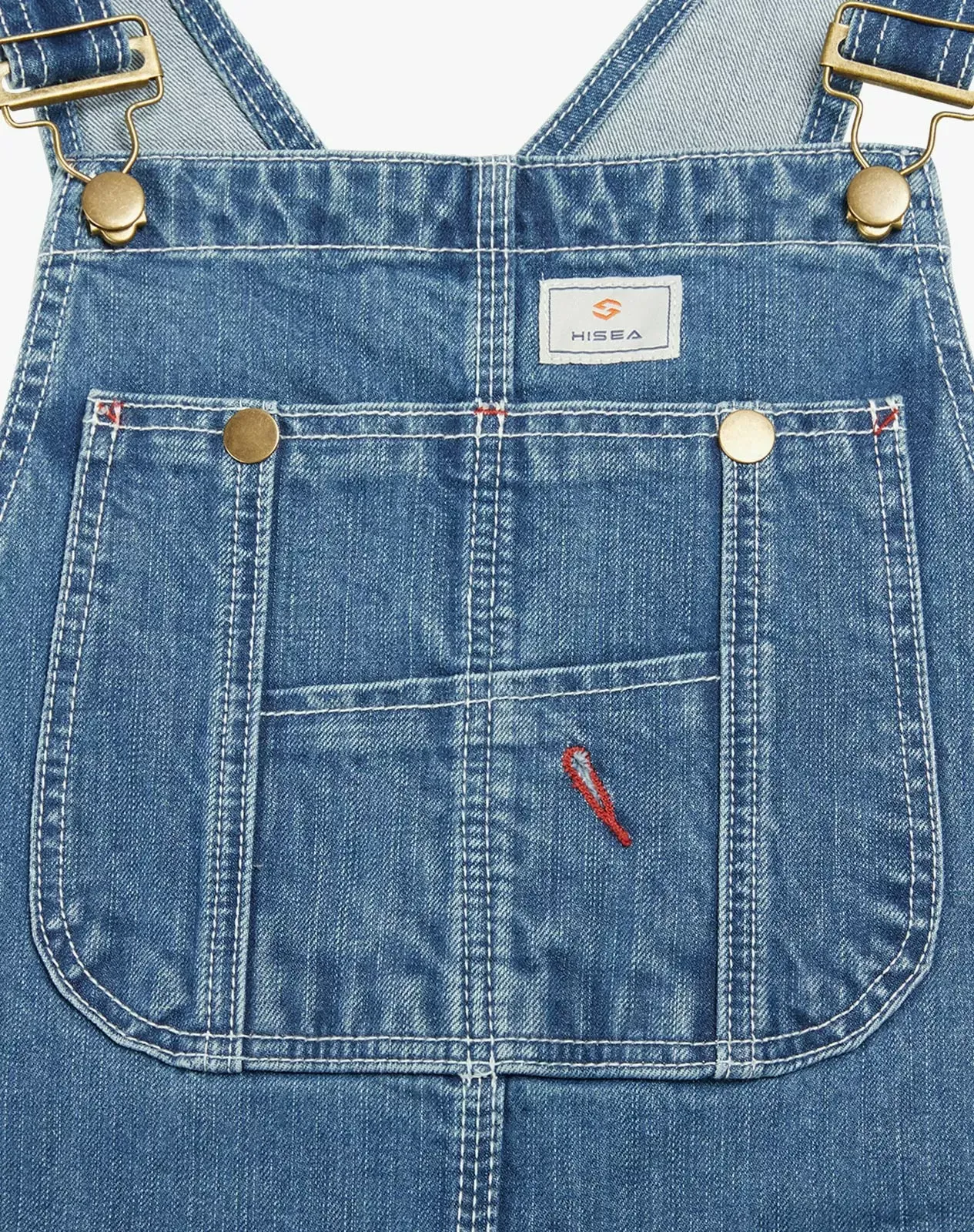 Stone washed blue Men's Denim Bib Overalls | HISEA