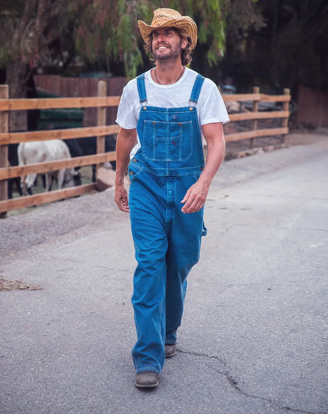 Stone washed blue Men's Denim Bib Overalls for GZ04MCP image 5