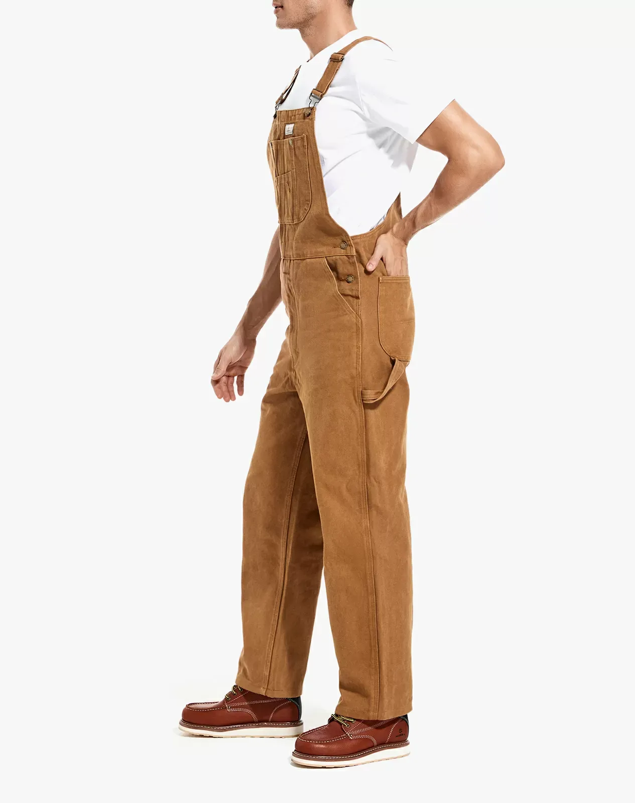Brown Men's Denim Bib Overalls for GZ04MCP image 3