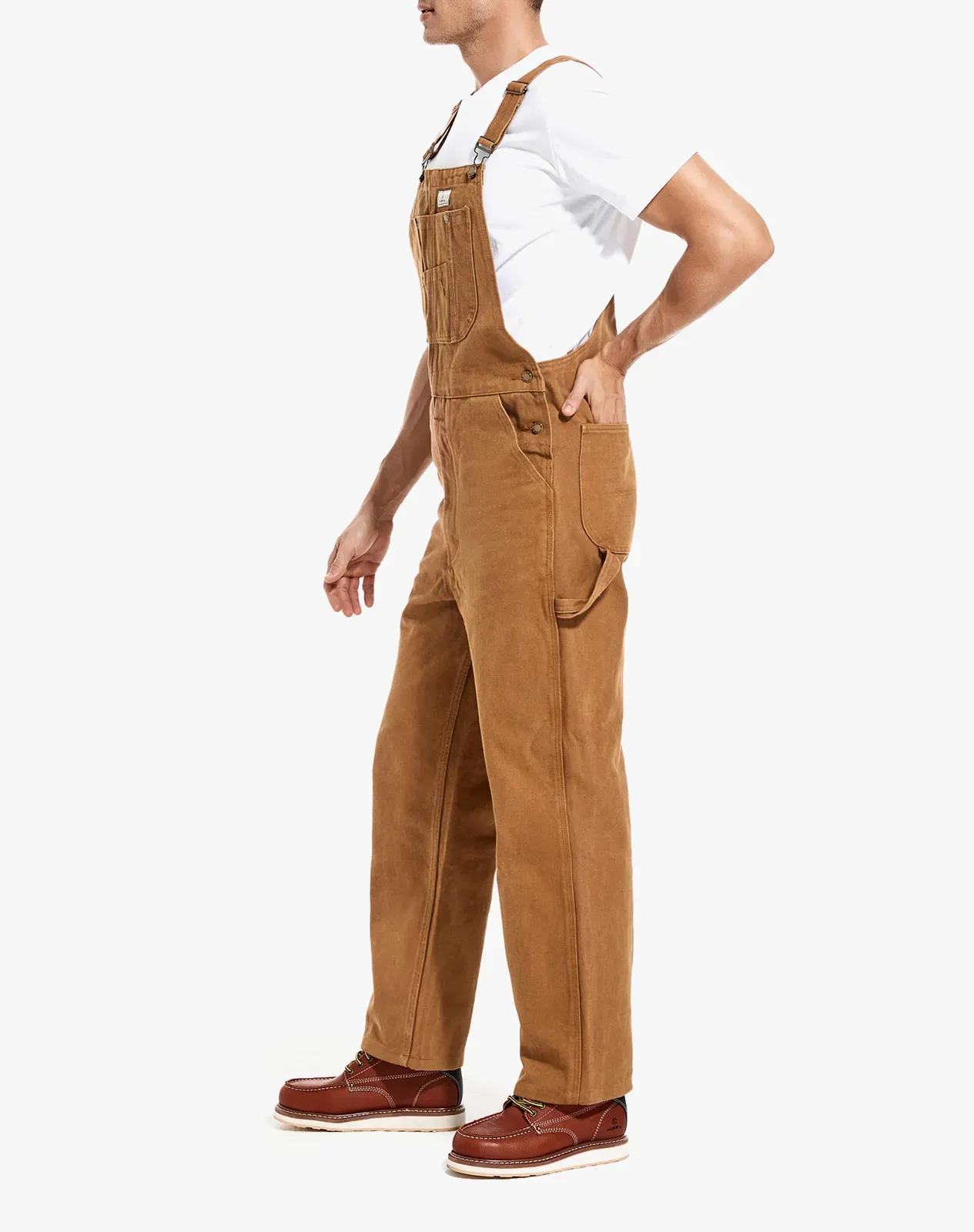 Brown Men's Denim Bib Overalls for GZ04MCP image 3