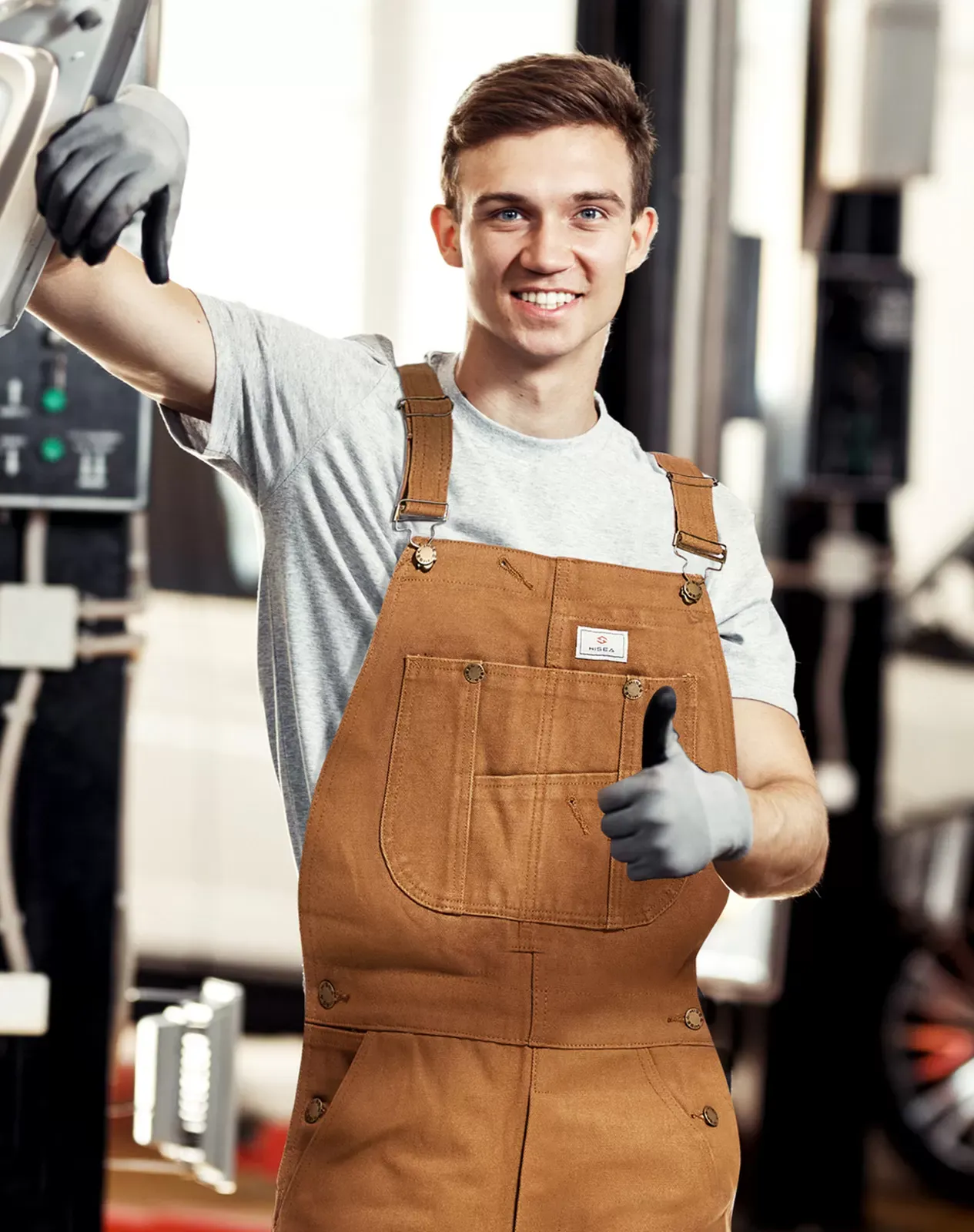 Brown Men's Denim Bib Overalls for GZ04MCP image 5