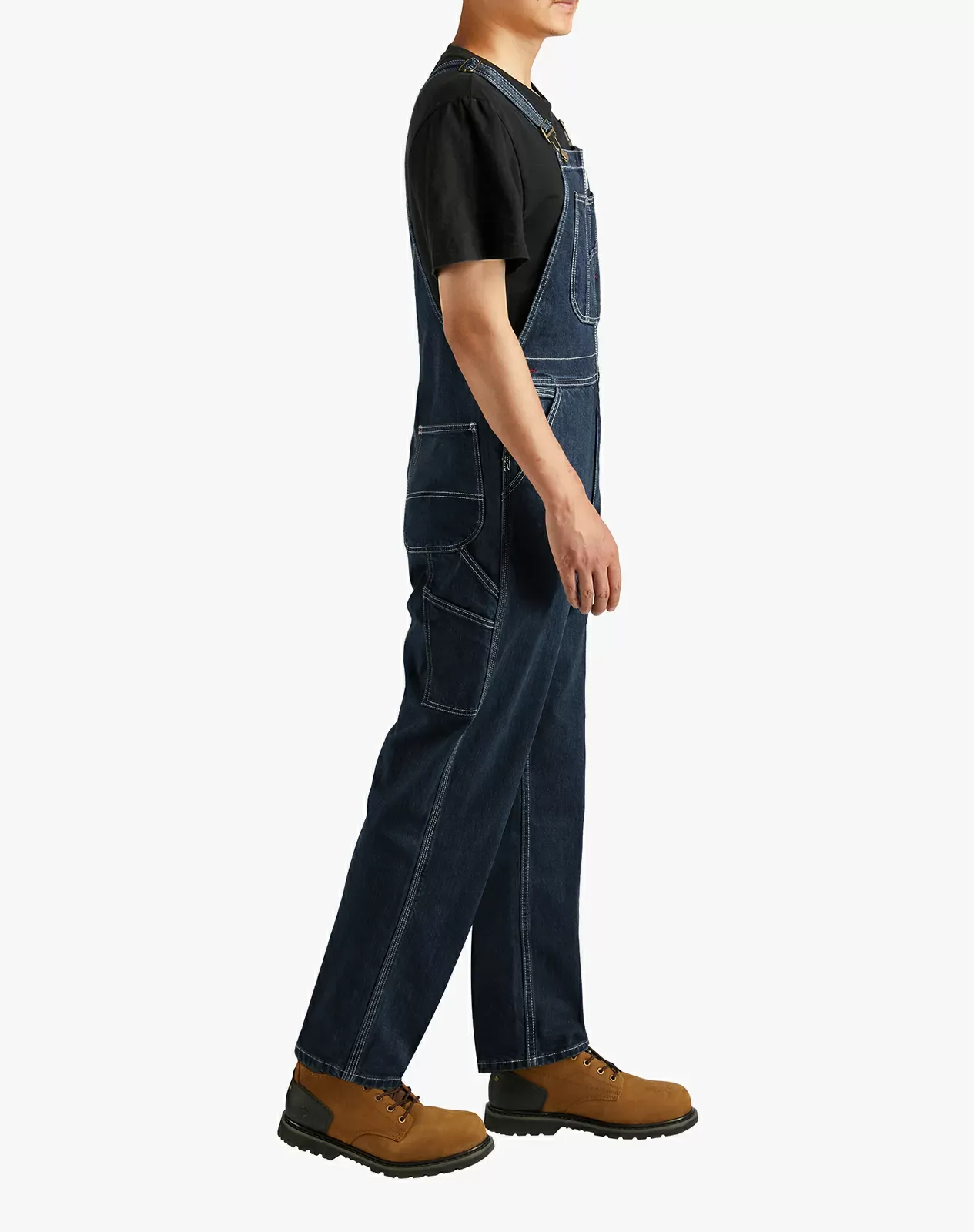 Navy Men's Denim Bib Overalls | HISEA