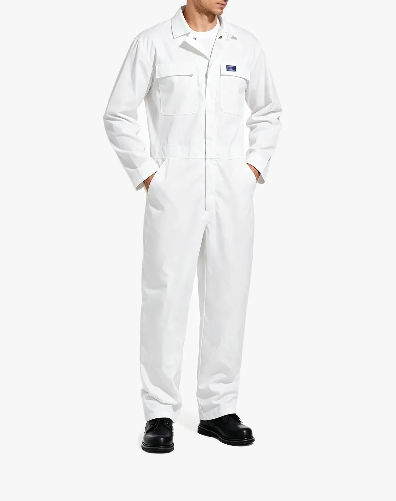 White Men's Long Sleeve Coveralls for GZ05MCP image 3