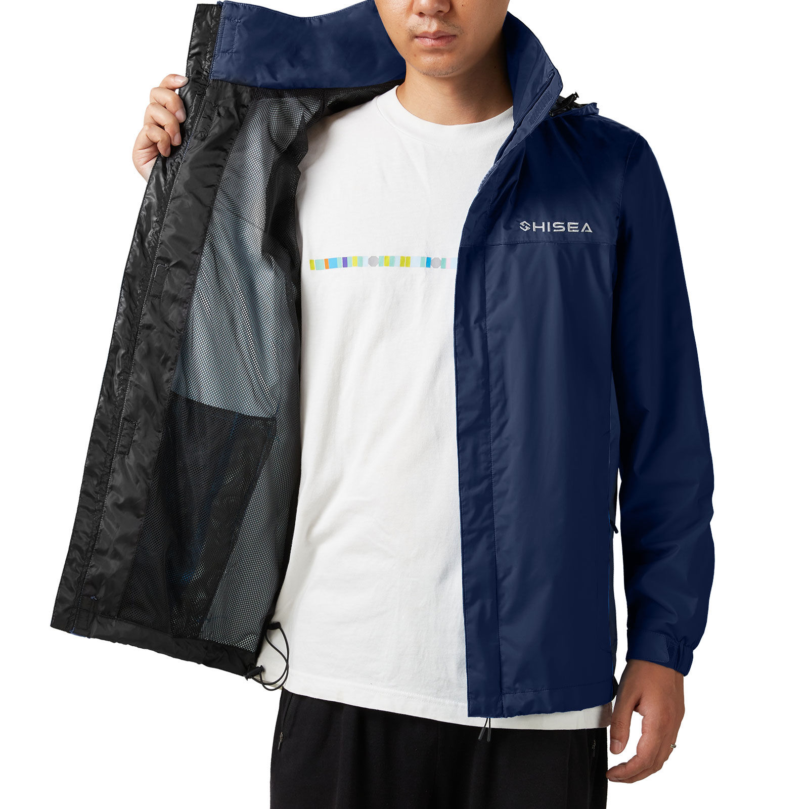 Navy HISEA Men’s Waterproof Rain Jacket for GZ14M image 5