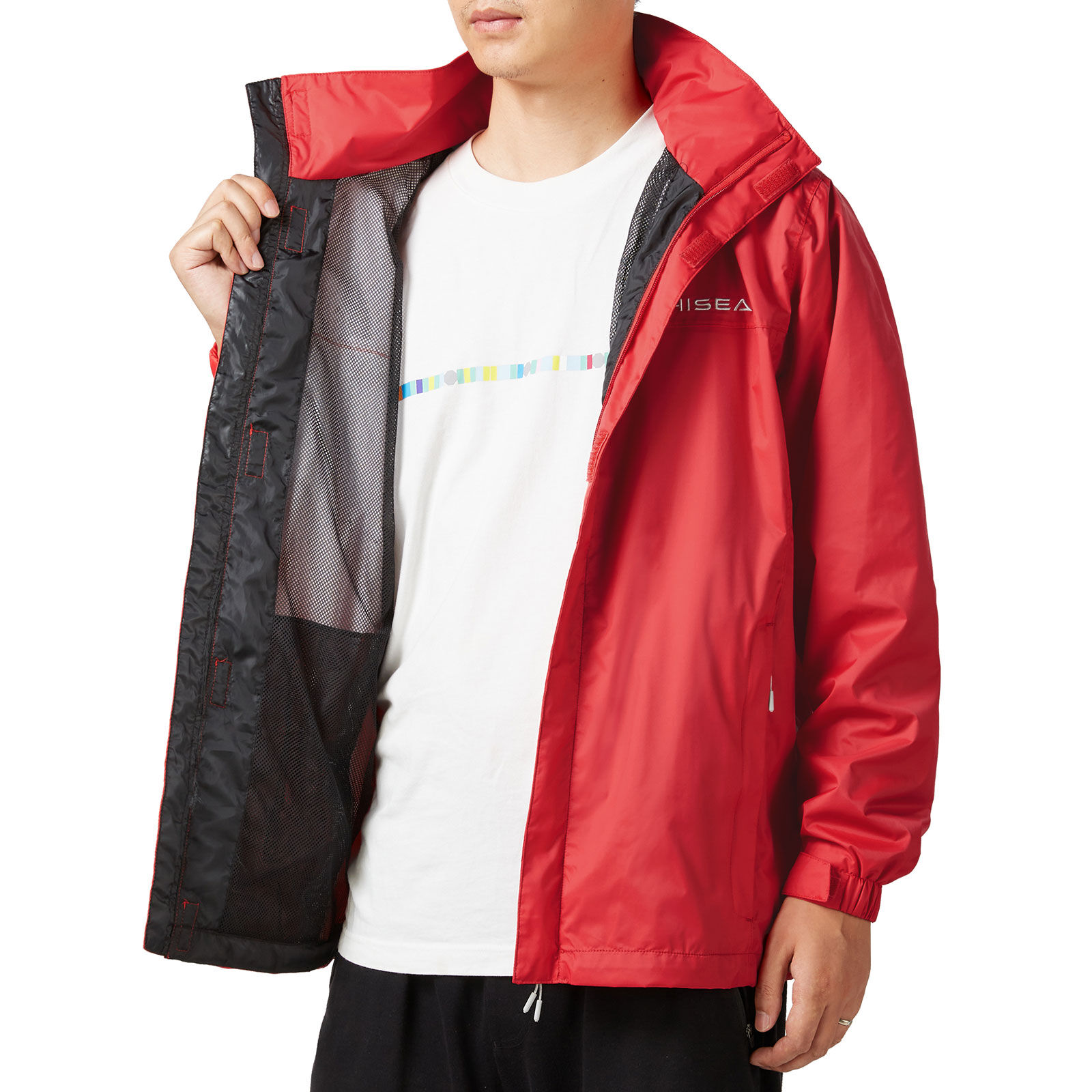 Red HISEA Men’s Waterproof Rain Jacket for GZ14M image 5