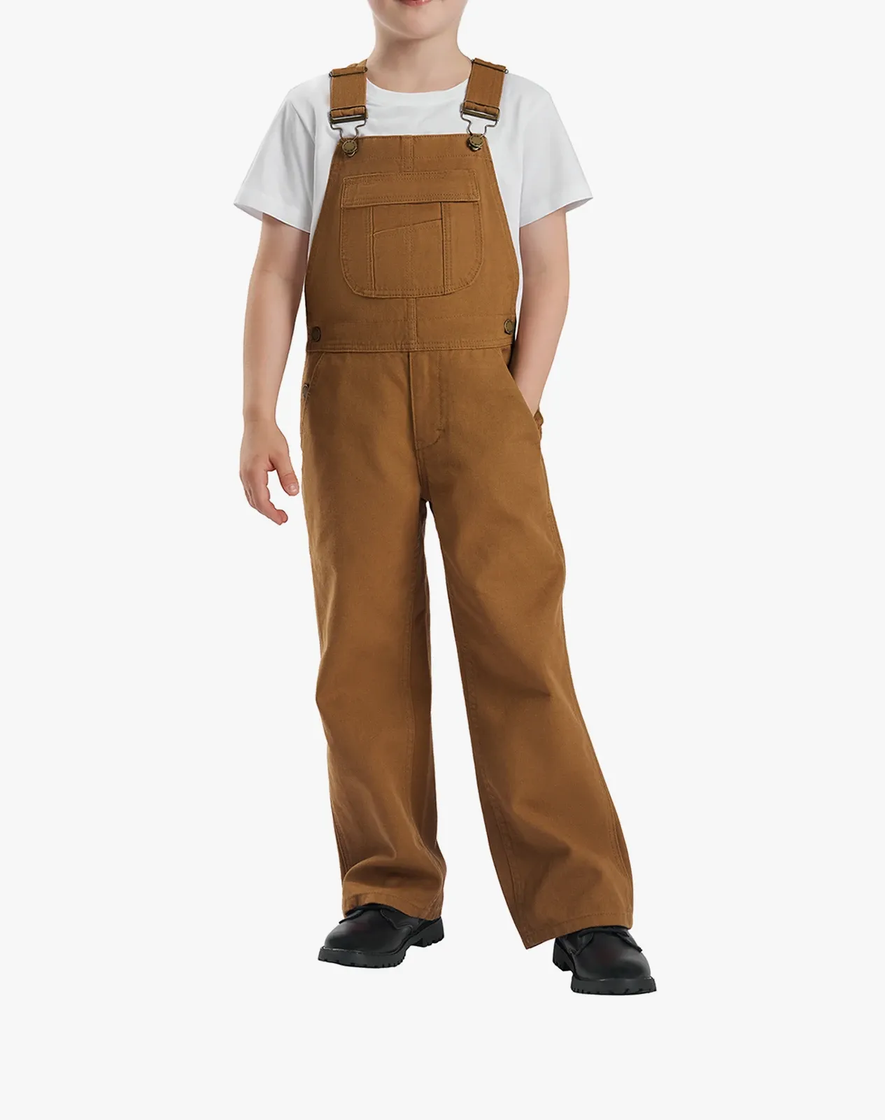 Brown Kids' Bib Denim Overall | HISEA