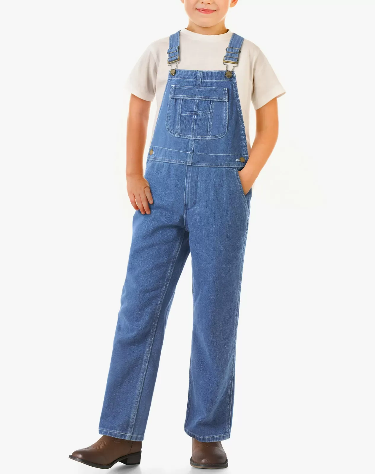 Stone washed blue Kids' Bib Denim Overall for GZ22KCP image 5