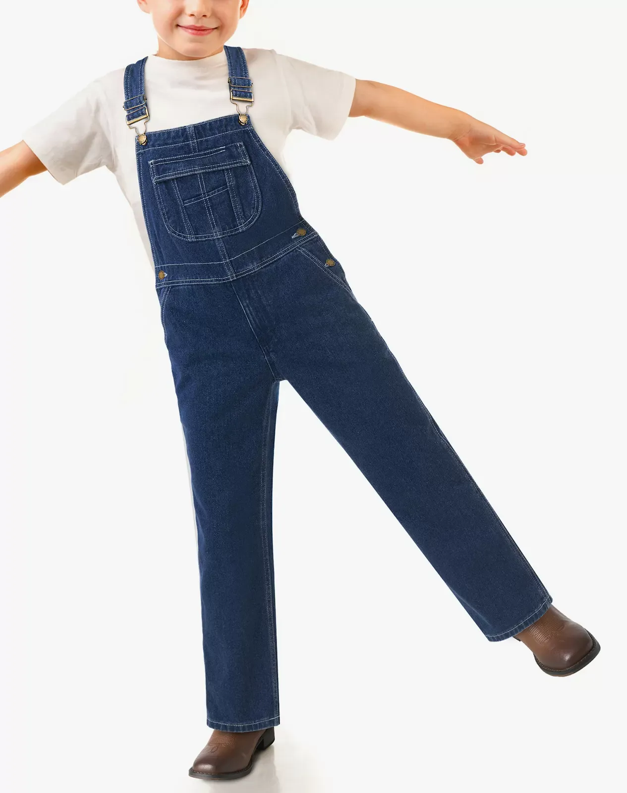 Navy Kids' Denim Bib Overalls Stonelet $42.99 | HISEA