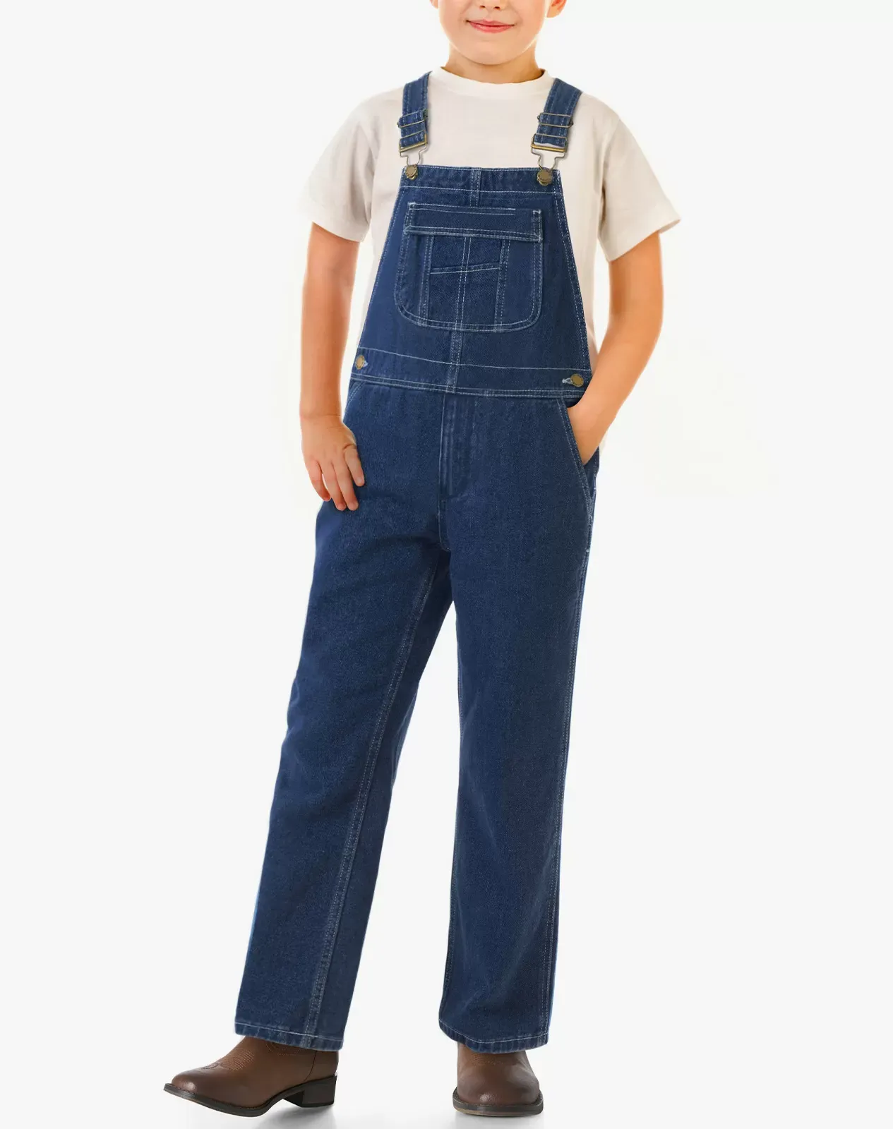 Navy Kids' Bib Denim Overall for GZ22KCP image 5