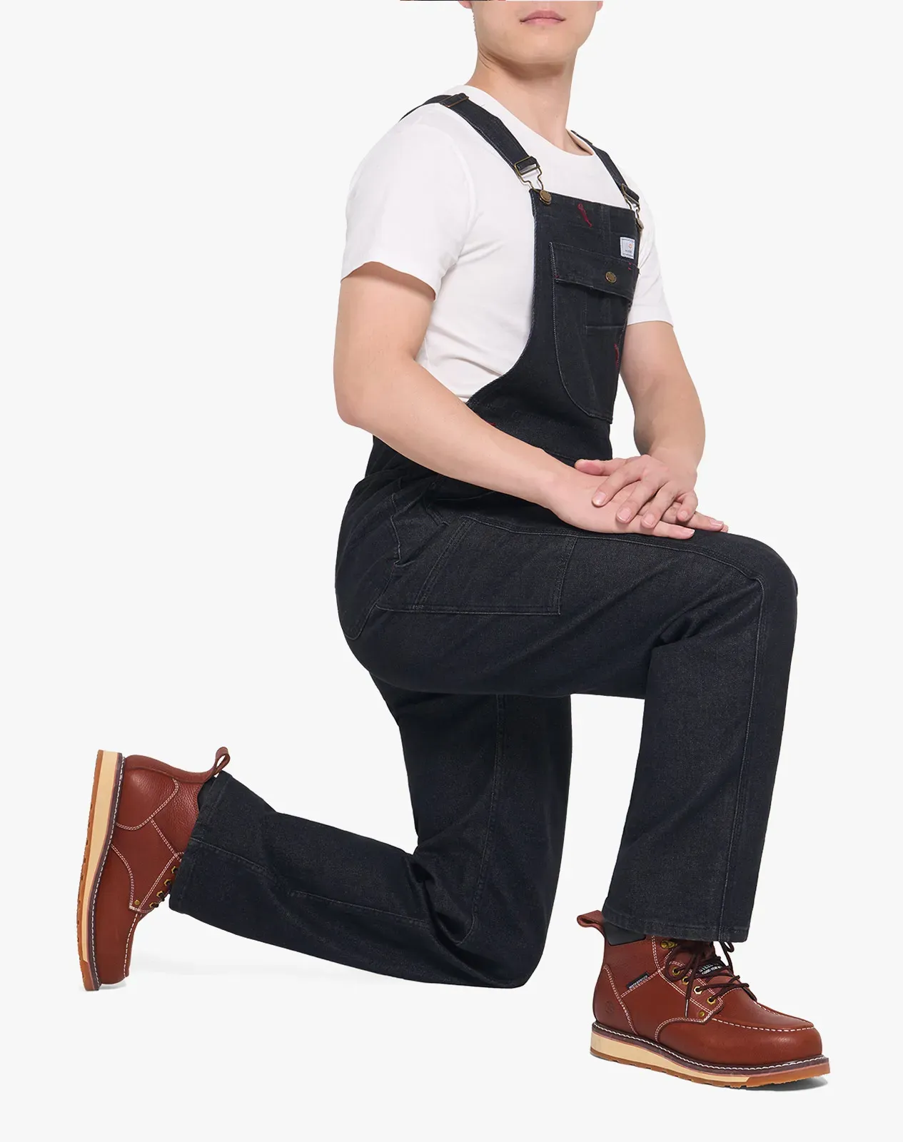 Men's Regular Fit Flexible Denim Bib Overalls for GZ23MCP image 3