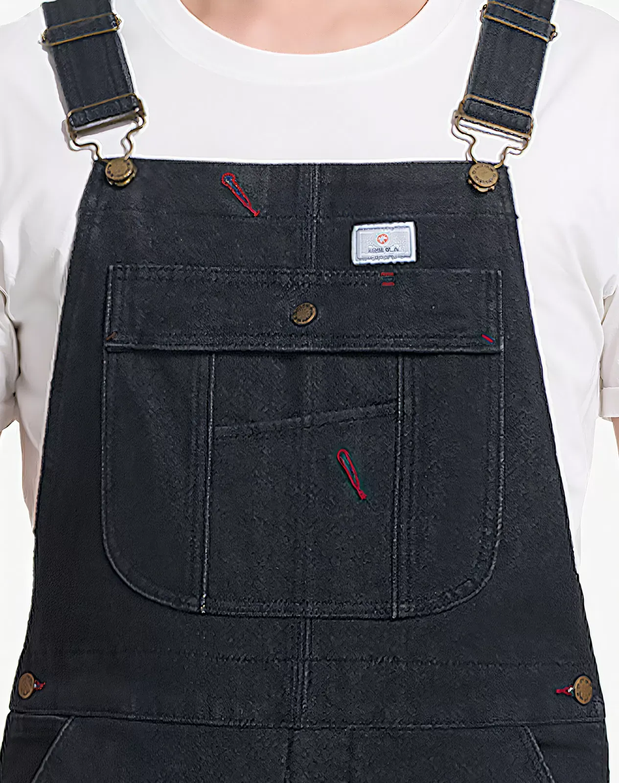 Black Mens' Regular Fit Flexible Denim Bib Overall for GZ23MCP image 4