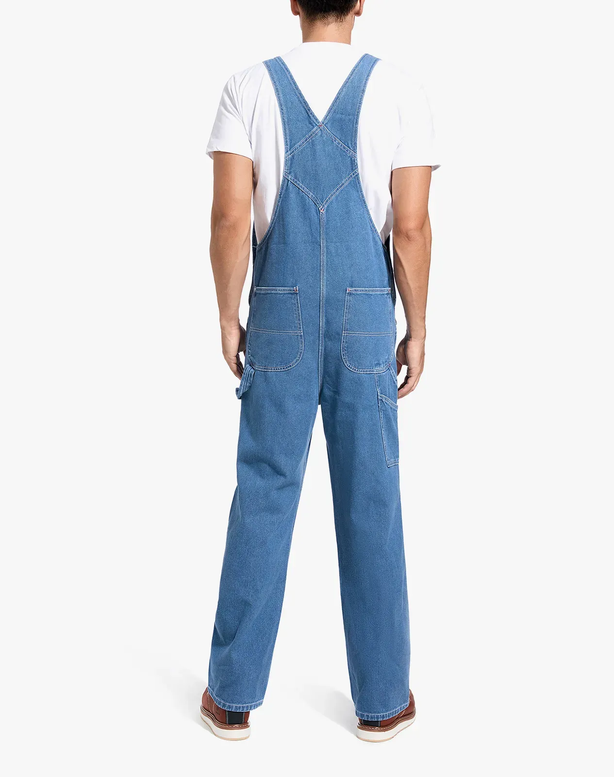 Stone washed blue Men's Regular Fit Flexible Denim Bib Overalls for GZ23MCP image 2
