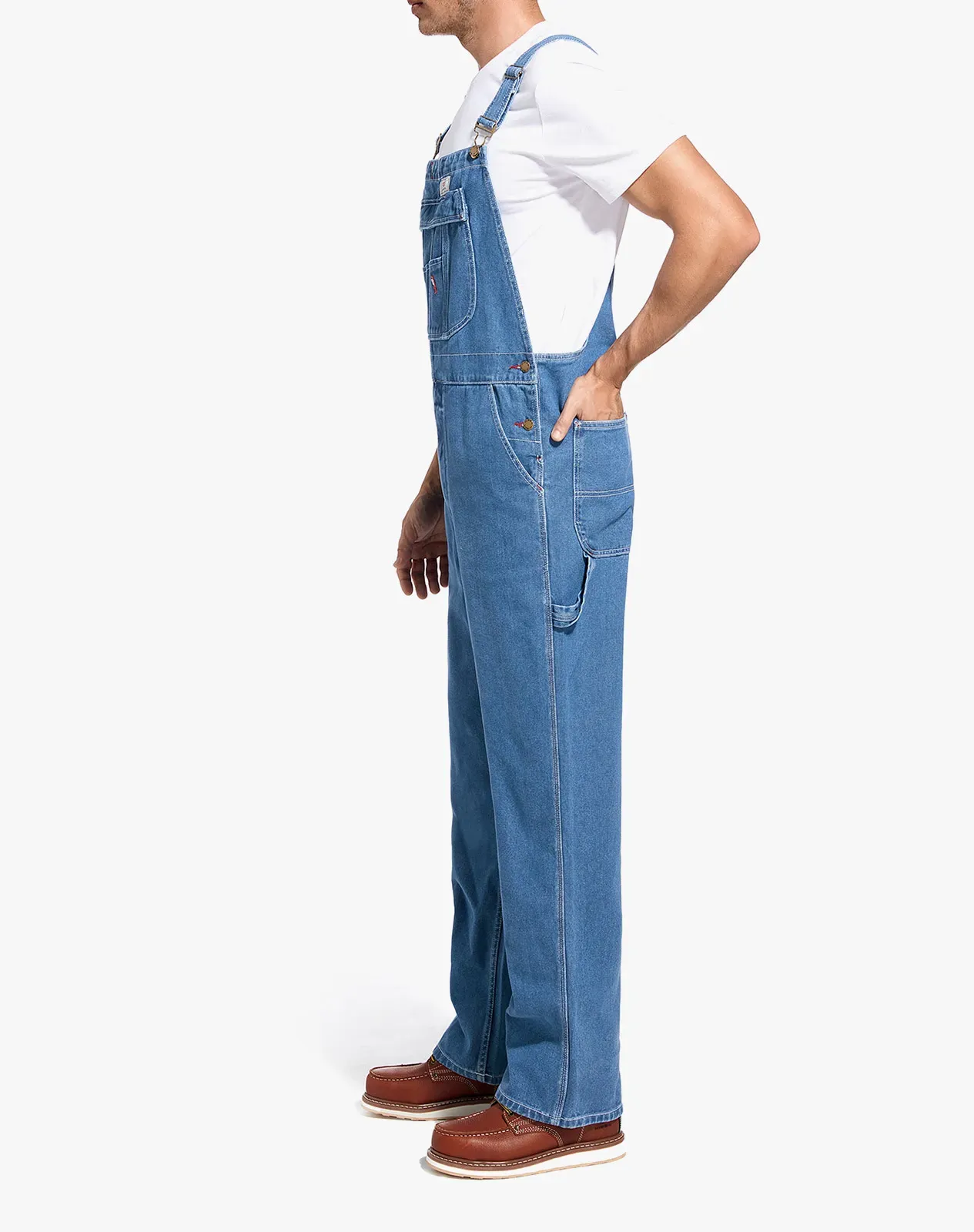 Stone washed blue Men's Regular Fit Flexible Denim Bib Overalls for GZ23MCP image 3