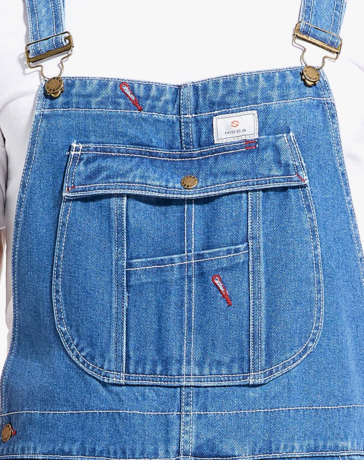 Stone washed blue Men's Regular Fit Flexible Denim Bib Overalls for GZ23MCP image 5