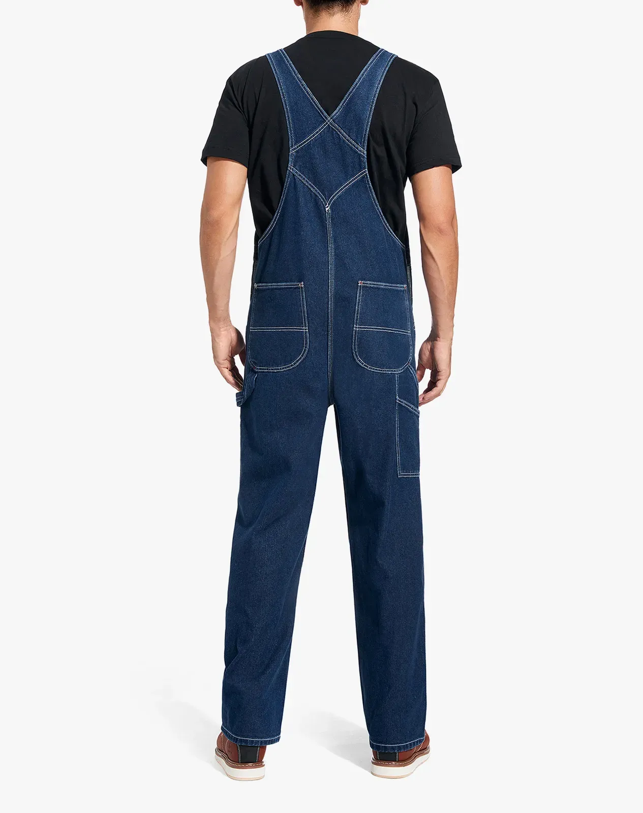 Navy Men's Regular Fit Flexible Denim Bib Overalls for GZ23MCP image 2