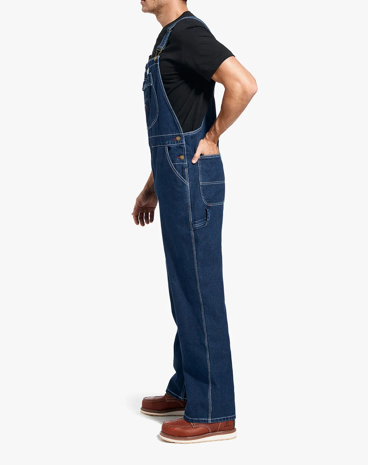 Navy Men's Regular Fit Flexible Denim Bib Overalls for GZ23MCP image 3
