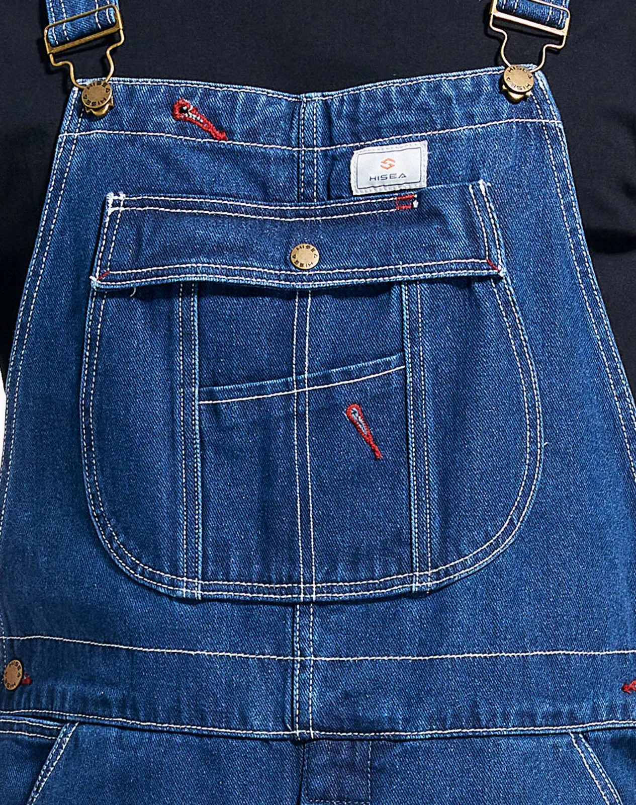 Navy Men's Regular Fit Flexible Denim Bib Overalls for GZ23MCP image 5