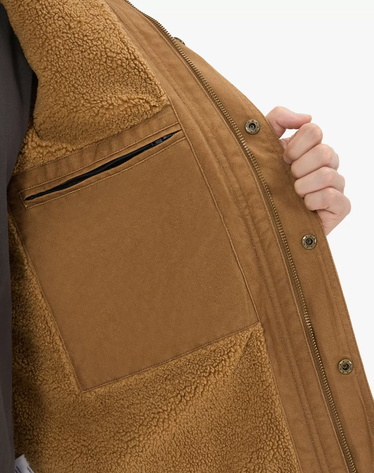 Brown Men's Insulated Work Jacket with Multiple Pockets for GZ24MCP image 4