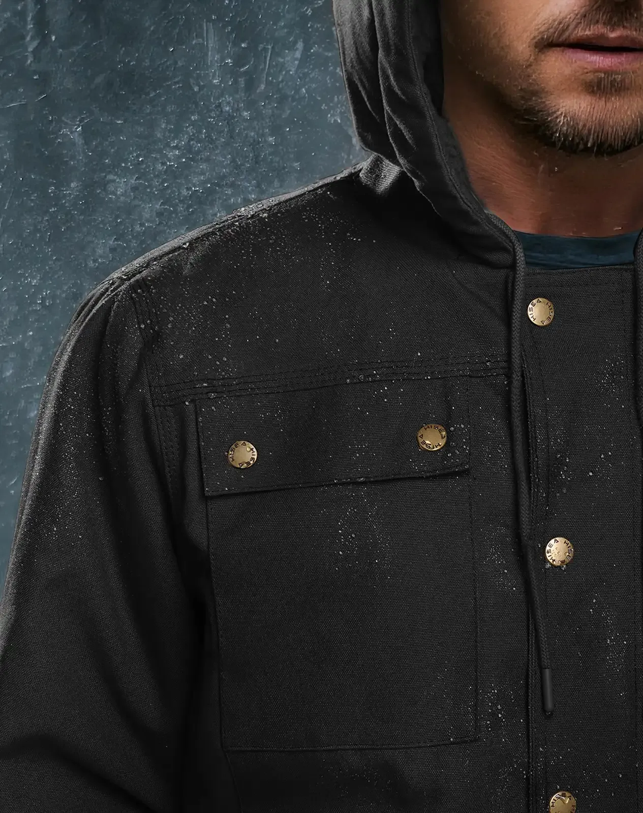 Black Men's Insulated Work Jacket with Multiple Pockets for GZ24MCP image 3