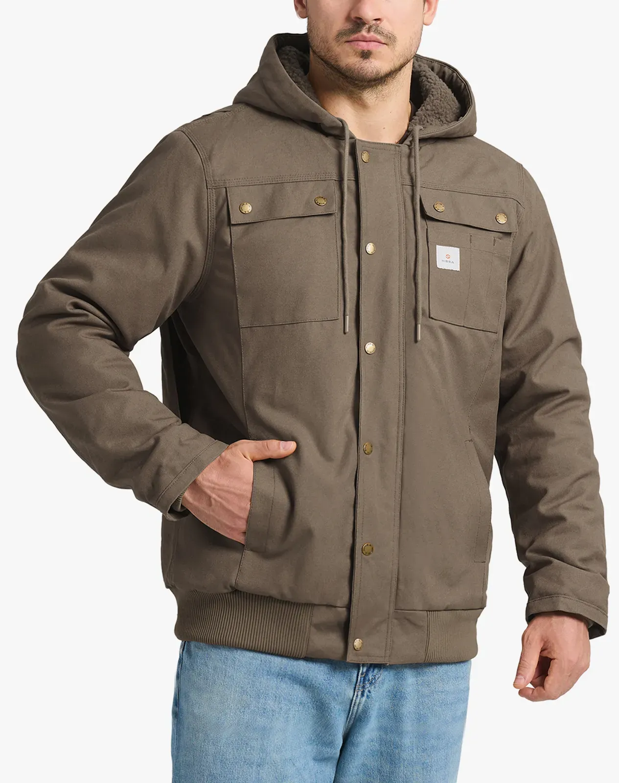 Canvas Men Khaki Parka Khaki Men's Insulated Work Jacket With