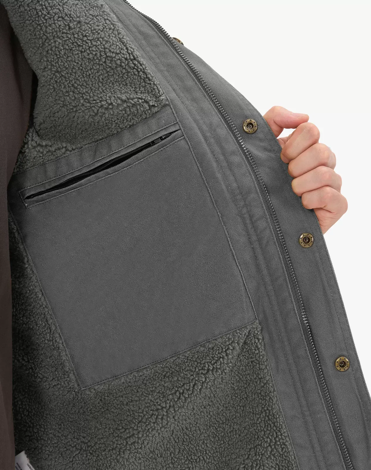 Grey Men's Insulated Work Jacket with Multiple Pockets | HISEA
