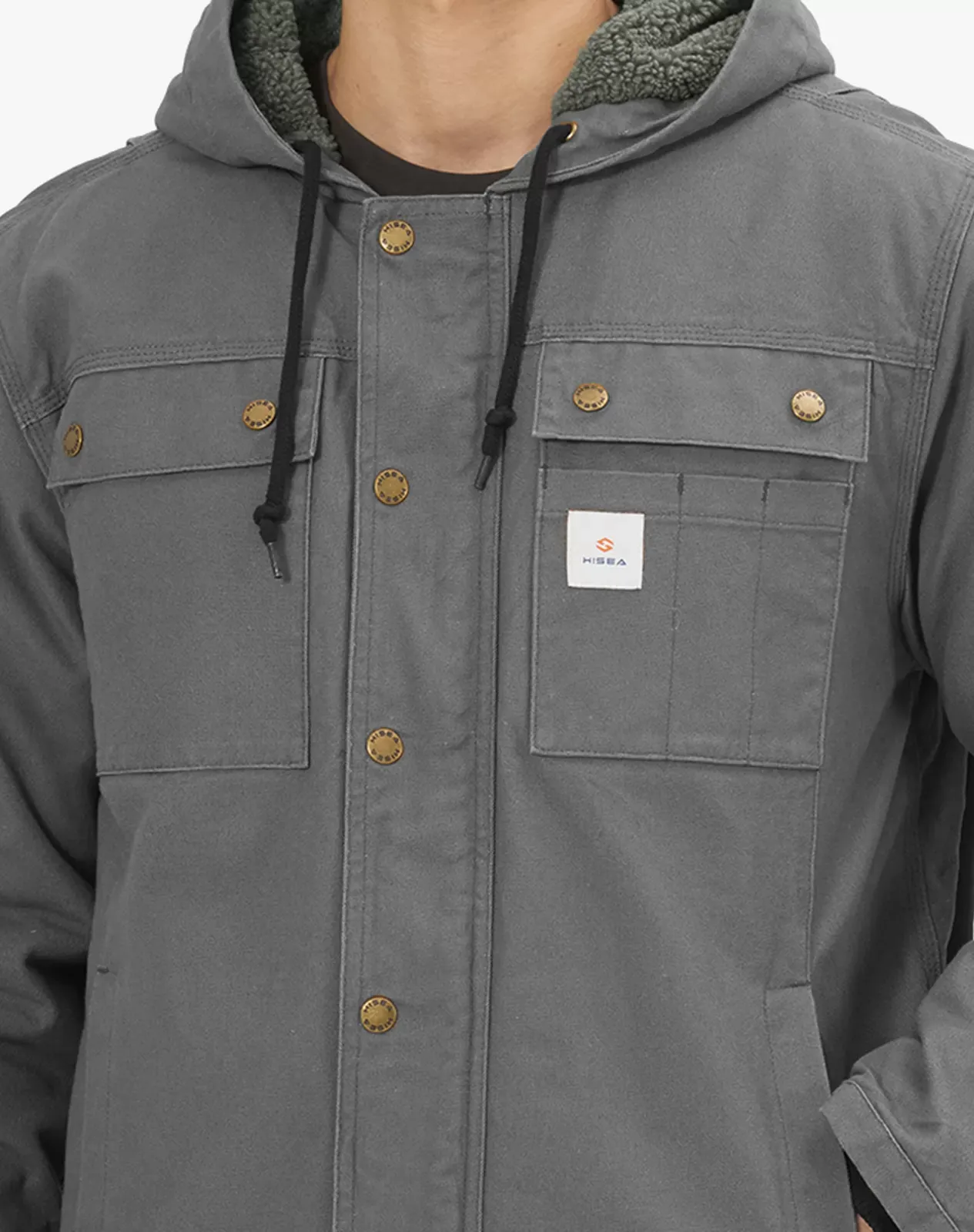 Grey Men's Insulated Work Jacket with Multiple Pockets | HISEA