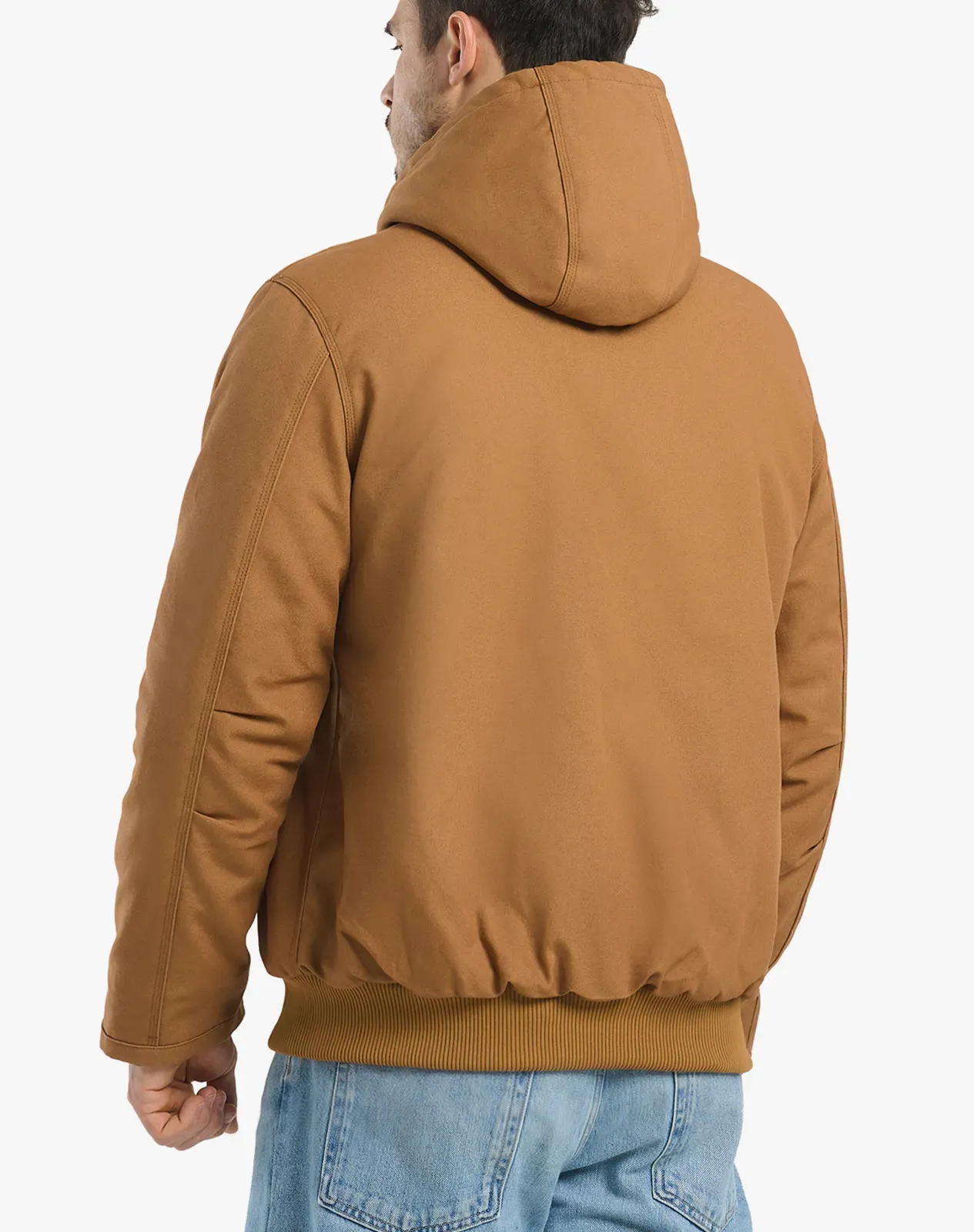 Brown Men's Insulated Canvas Hooded Work Jacket for GZ25MCP image 2