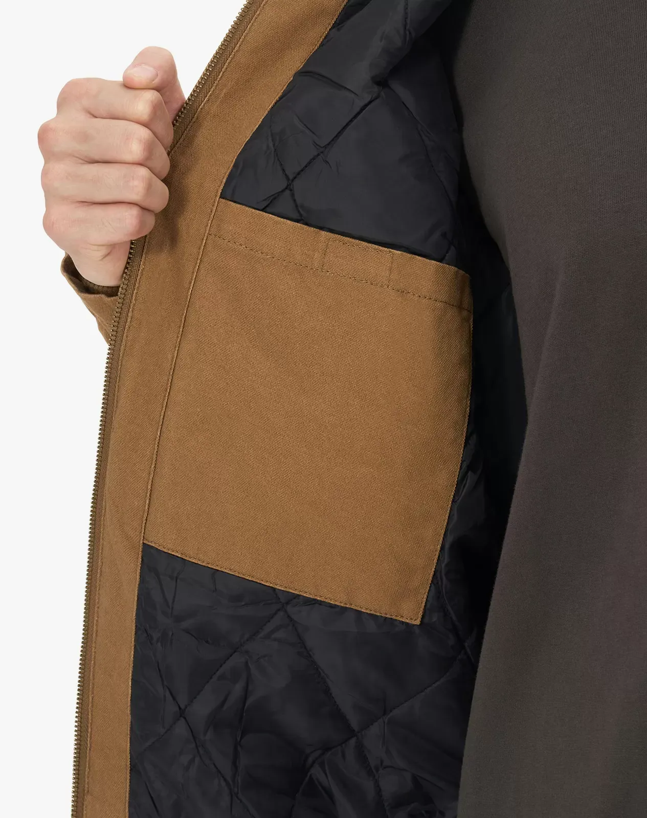 Brown Men's Insulated Canvas Hooded Work Jacket for GZ25MCP image 4