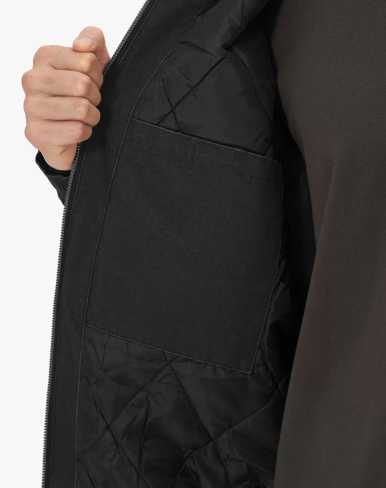 Black Men's Insulated Canvas Hooded Work Jacket | HISEA
