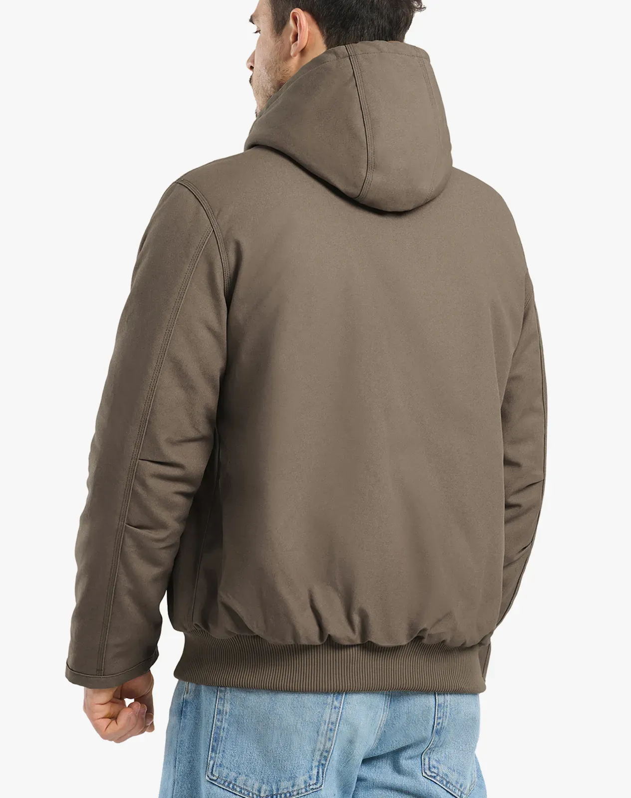 Khaki Men's Insulated Canvas Hooded Work Jacket for GZ25MCP image 2
