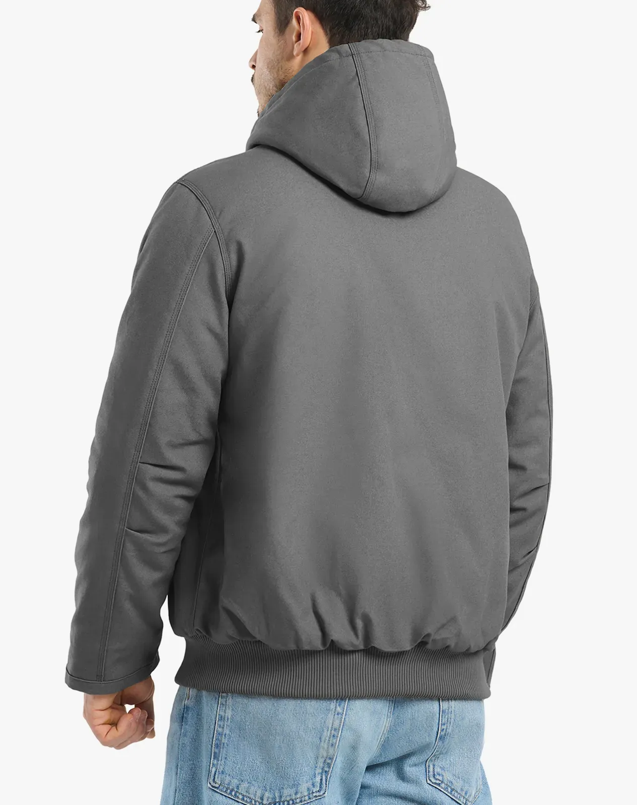 Grey Men's Insulated Canvas Hooded Work Jacket for GZ25MCP image 2